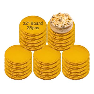12" Round Gold Scalloped Cake Board 25pcs