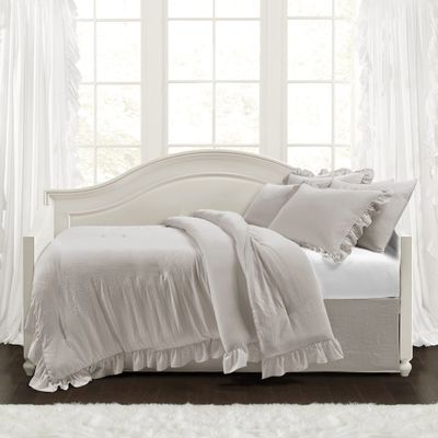 Lush Decor Reyna Ruffle Daybed 6 Piece Set 68" W x 92" L, Light Gray - Gray Bedding Set - Daybed Comforter Set - Ruffled Bedding - Coquette Decor