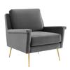 Modway Chesapeake Performance Velvet, Armchair, Gold Gray view 1