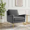Modway Chesapeake Performance Velvet, Armchair, Gold Gray view 2