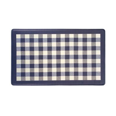 ACHIM Anti-Fatigue Floor Comfort Mat - 18 x 30 Inch (Buffalo Check Navy) - Waterproof Non-Slip Rug - Easy to Clean Cushioned Mat for Kitchen, Bathroom, Standing Desk & Office Home Decor