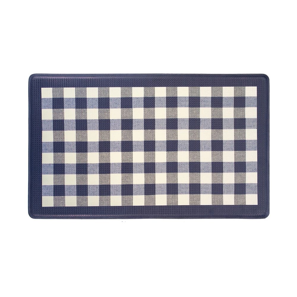 ACHIM Anti-Fatigue Floor Comfort Mat - 18 x 30 Inch (Buffalo Check Navy) - Waterproof Non-Slip Rug - Easy to Clean Cushioned Mat for Kitchen, Bathroom, Standing Desk & Office Home Decor