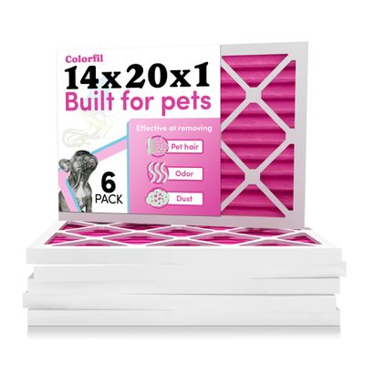 Colorfil 14x20x1 Air Filter (6-Pack) | Made in the USA | Color Changing | Remove Cat and Dog Odor | MERV 8 for Pet Hair Dander and Dust | 13.5"x19.5"x0.75" Exact Size