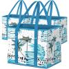 BALEINE 3Pk Reusable Grocery Bags, Foldable Shopping Bags for Groceries with Reinforced Bottom & Handles (Island Breeze) view 1