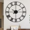 1st owned Large Wall Clock Metal Retro Roman Numeral Clock, Modern Round Wall Clocks Almost Silent, Easy to Read for Living Room/Home/Kitchen/Bedroom/Office/School Decor (Black, 24 Inch) view 1