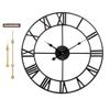 1st owned Large Wall Clock, Metal Retro Roman Numeral Clock, Modern Round Silent Wall Clocks, Easy to Read for Living Room/Home/Kitchen/Bedroom/Office/School Decor (Black, 18.5 Inch) view 3