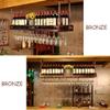 CGF- Wine Racks Adjustable Height, Ceiling Mounted Hanging Wine Bottle Holder Metal Iron Wine Glass Rack Goblet Stemware Racks,Brass,120X35CM view 4