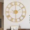 1st owned Large Wall Clock Metal Retro Roman Numeral Clock, Modern Round Wall Clocks Almost Silent, Easy to Read for Living Room/Home/Kitchen/Bedroom/Office/School Decor (Gold, 24 Inch) view 1