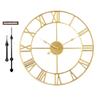 1st owned Large Wall Clock Metal Retro Roman Numeral Clock, Modern Round Wall Clocks Almost Silent, Easy to Read for Living Room/Home/Kitchen/Bedroom/Office/School Decor (Gold, 24 Inch) view 2