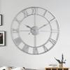 1st owned Large Wall Clock, Metal Retro Roman Numeral Clock, Modern Round Wall Clocks Almost Silent, Easy to Read for Living Room/Home/Kitchen/Bedroom/Office/School Decor (Silver, 24 Inch) view 1
