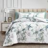 7 Piece Bed in a Bag King Comforter Set with Sheets, Green Leaves on White Botanical Design Bedding Sets for All Season (1 Comforter, 2 Pillow Shams, 1 Flat Sheet, 1 Fitted Sheet, 2 Pillowcases) view 1