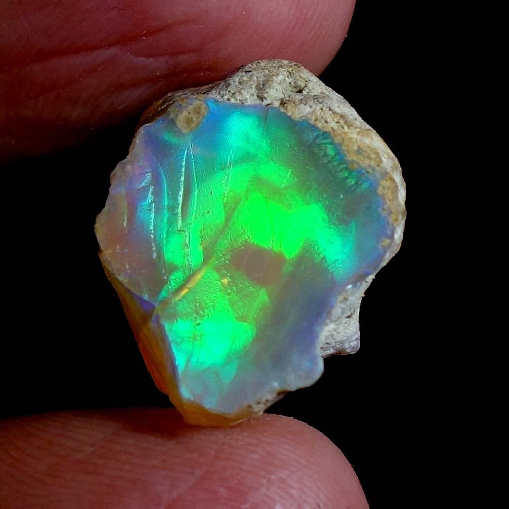 Dazzlegems 13.25 Cts 100% A+ Natural Ethiopian Welo Opal Rough Stone, Raw Crystal, October Birthstone, Jewelry Making Gemstone, Ultra Fire Striking Opal, Opal Rock, Handpicked Stone, Size-14X21 MM
