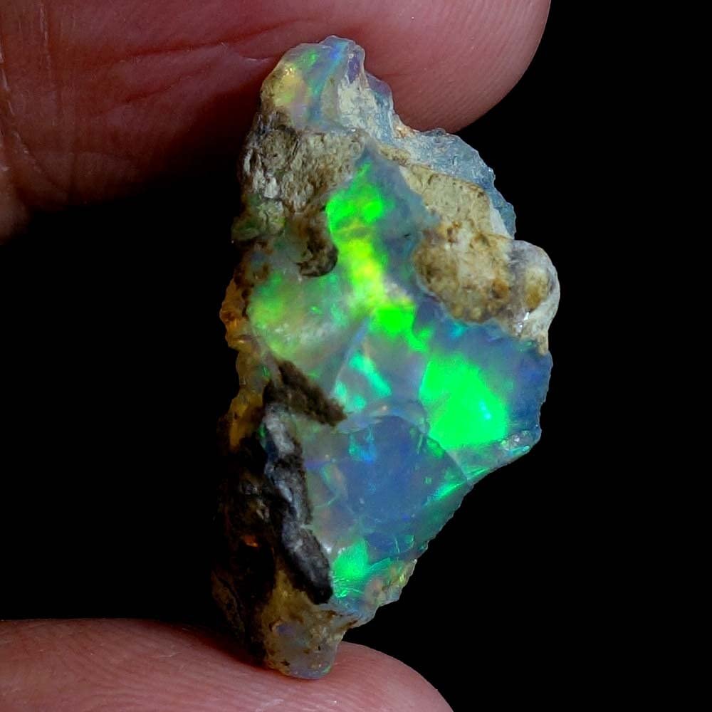 Dazzlegems 13.35 Cts 100% A+ Natural Ethiopian Welo Opal Rough Stone, Raw Crystal, October Birthstone, Jewelry Making Gemstone, Ultra Fire Striking Opal, Opal Rock, Handpicked Stone, Size-11X23 MM