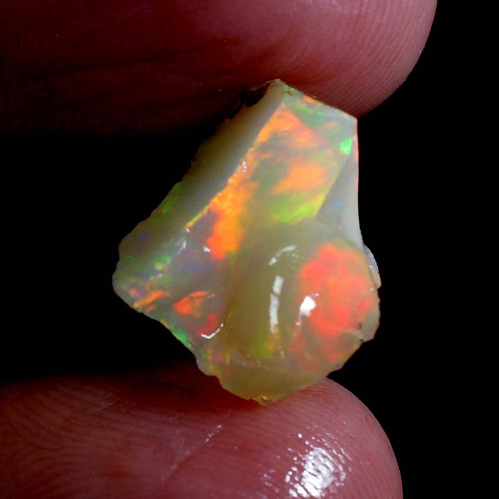 Dazzlegems 4.45 Cts 100% A+ Natural Ethiopian Welo Opal Rough Stone, Raw Crystal, October Birthstone, Jewelry Making Gemstone, Ultra Fire Striking Opal, Opal Rock, Handpicked Stone, Size-11X12 MM