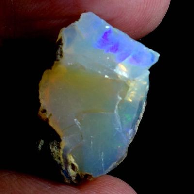 Dazzlegems 14.55 Cts 100% A+ Natural Ethiopian Welo Opal Rough Stone, Raw Crystal, October Birthstone, Jewelry Making Gemstone, Ultra Fire Striking Opal, Opal Rock, Handpicked Stone, Size-13X23 MM