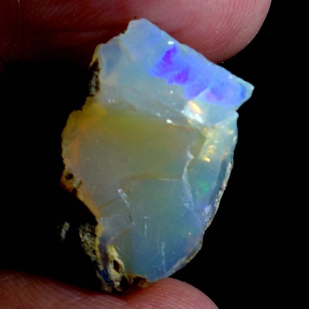 Dazzlegems 14.55 Cts 100% A+ Natural Ethiopian Welo Opal Rough Stone, Raw Crystal, October Birthstone, Jewelry Making Gemstone, Ultra Fire Striking Opal, Opal Rock, Handpicked Stone, Size-13X23 MM