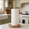 Cabilock Solid Wood Roll Paper Holder 12.59 Inch Toilet Paper Stand with Anti-Skid Base Bathroom Kitchen Tissue Reserve Organizer view 1