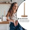 Cabilock Solid Wood Roll Paper Holder 12.59 Inch Toilet Paper Stand with Anti-Skid Base Bathroom Kitchen Tissue Reserve Organizer view 3