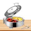 Stainless Steel Chafing Dish, Food Warmer Buffet Server with PC Transparent Lid, Electric Chafing Dishes Food Warmers, 6L, Round, Adjustable Temperature view 1