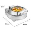 Stainless Steel Chafing Dish, Food Warmer Buffet Server with PC Transparent Lid, Electric Chafing Dishes Food Warmers, 6L, Round, Adjustable Temperature view 3