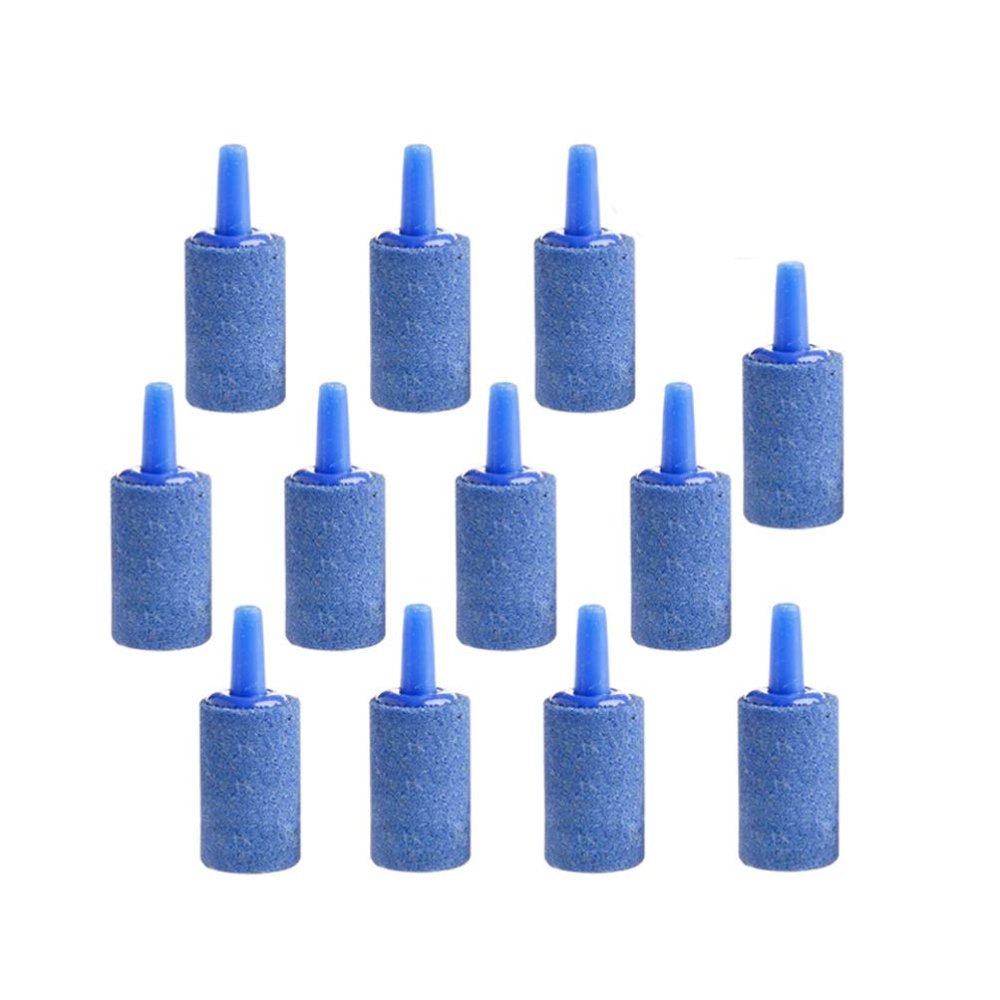 Air Diffuser 12Pcs Air Stones Cylinder, Aquarium Bubble Air Stone Fish Tank Bubble Diffuser Airstones for Aquarium Fish Tank Pump, Blue