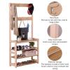 XINGLL Coat Rack Stand Clothes Rack Stand, 3 in 1 Large Storage Furniture, 4 Tier Shelf, Ideal for Hall Bedroom Entryway Office, Clothes Shoe Handbag Hat Storage, 4 Color view 4
