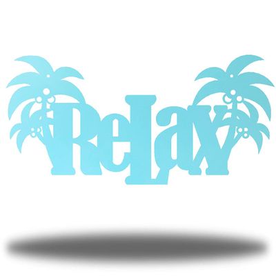 Riverside Designs Relax Word Coastal Beach Metal Wall Art | Made in USA | Multiple Colors and Sizes (Sea Foam, 30L x 14.5W)