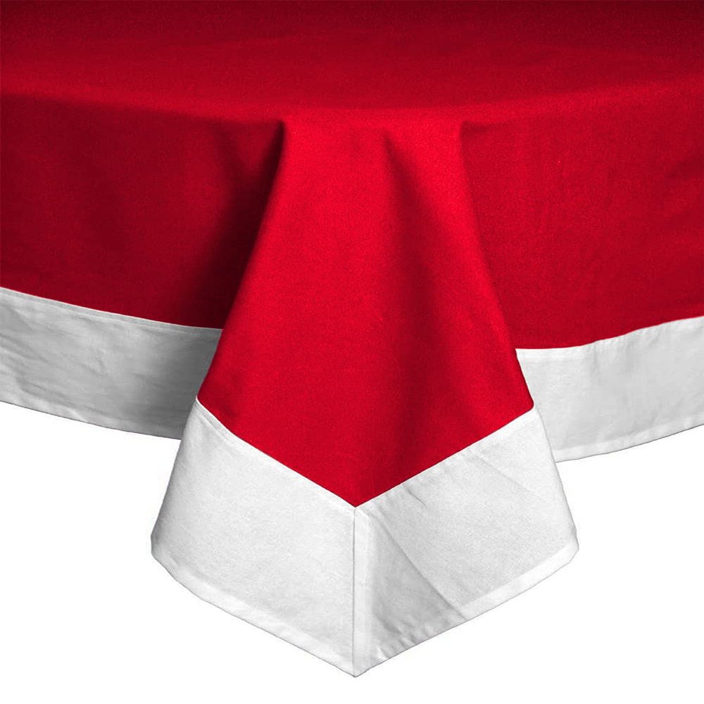 Bedding Empire 500TC Egyptian Cotton Set of 5 Piece Square Border Tablecloth for Kitchen Dining l Decoration l Parties (90 x 90 inch, Red)