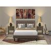 East West Furniture KD18Q-2VL07 3 Piece Bed Set - 1 Bed Frame Brown Linen Fabric Padded and Button Tufted Headboard with 2 nightstands Bedroom - Distressed Jacobean Finish Nightstand view 2