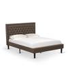 East West Furniture KD18Q-2VL07 3 Piece Bed Set - 1 Bed Frame Brown Linen Fabric Padded and Button Tufted Headboard with 2 nightstands Bedroom - Distressed Jacobean Finish Nightstand view 3