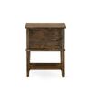 East West Furniture KD18Q-2VL07 3 Piece Bed Set - 1 Bed Frame Brown Linen Fabric Padded and Button Tufted Headboard with 2 nightstands Bedroom - Distressed Jacobean Finish Nightstand view 4