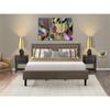 East West Furniture KD18K-2VL06 3 Piece King Size Bed Set - 1 King Bed Brown Linen Fabric Padded and Button Tufted Headboard with 2 Mid Century Nightstand - Wire Brushed Black Finish Nightstand view 2