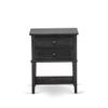 East West Furniture KD18K-2VL06 3 Piece King Size Bed Set - 1 King Bed Brown Linen Fabric Padded and Button Tufted Headboard with 2 Mid Century Nightstand - Wire Brushed Black Finish Nightstand view 4