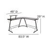Flash Furniture Ginny Corner Desk - Black/Black Space Saving L-Shaped Gaming Desk with Monitor Shelf - 71.5" 2-Tier Computer Desk, Home Office Desk, Easy Assembly view 3