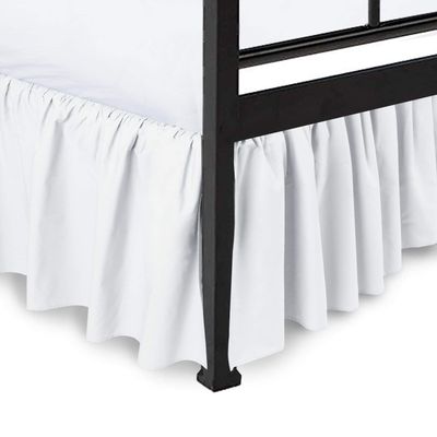 Split Corners Dust Ruffled Bed Skirt -Twin XL Size, White Color, 12 Inch Drop Soft Sheen and Luxurious Look - Bed Skirt