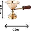 Online India Long Wooden Handle Brass 5 Face Deepak Aarti Oil Lamp with Handle (Gold_4.5 x 2 Inch) view 2