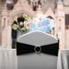 100PCS Stretch Chair Sashes Bows Chair Bands with Buckle for Wedding Hotel Banquet Birthday Party Decorations - Black view 1