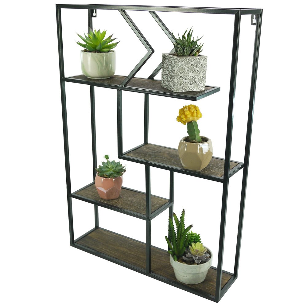Admired By Nature 4 Tier Rustic Farmhouse Floating Wall Shelves, Wall Mounted Organizer Storage Shelf for Home Decor, 1 Unit
