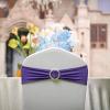100PCS Stretch Chair Sashes Bows Chair Bands with Buckle for Wedding Hotel Banquet Birthday Party Decorations - Purple view 1