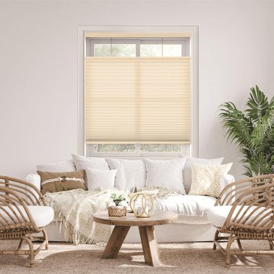 DEZ FURNISHINGS Cordless 1.5" Light Filtering Top Down Bottom Up Cellular Shade, 27" W x 48" H, Alabaster
