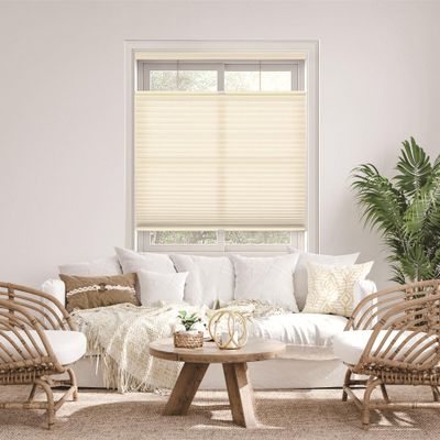 DEZ FURNISHINGS Cordless 1.5" Light Filtering Top Down Bottom Up Cellular Shade, 36" W x 72" H, Ivory