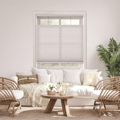 DEZ FURNISHINGS Cordless 1.5" Light Filtering Top Down Bottom Up Cellular Shade, 61.5" W x 84" H, Gray Cloud