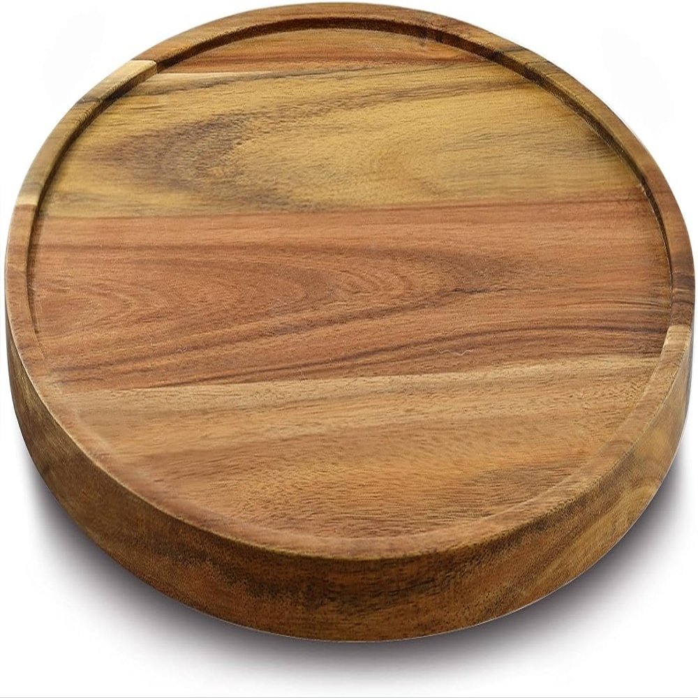 11" Acacia Wood Lazy Susan Organizer Kitchen Turntable for Cabinet Pantry Table Organization