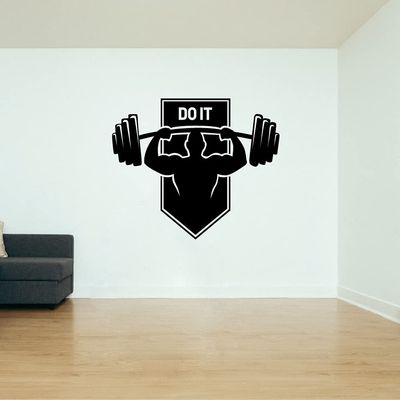 Do It - Work Out Motivation Quote Inspiration Work Out Equipment Cute Silhouette Quotes Vinyl Wall Art Wall Sticker Wall Decal Home Gym Exercise Area Wall Dcoration Design Wall Dcor Size(24x40 inch)