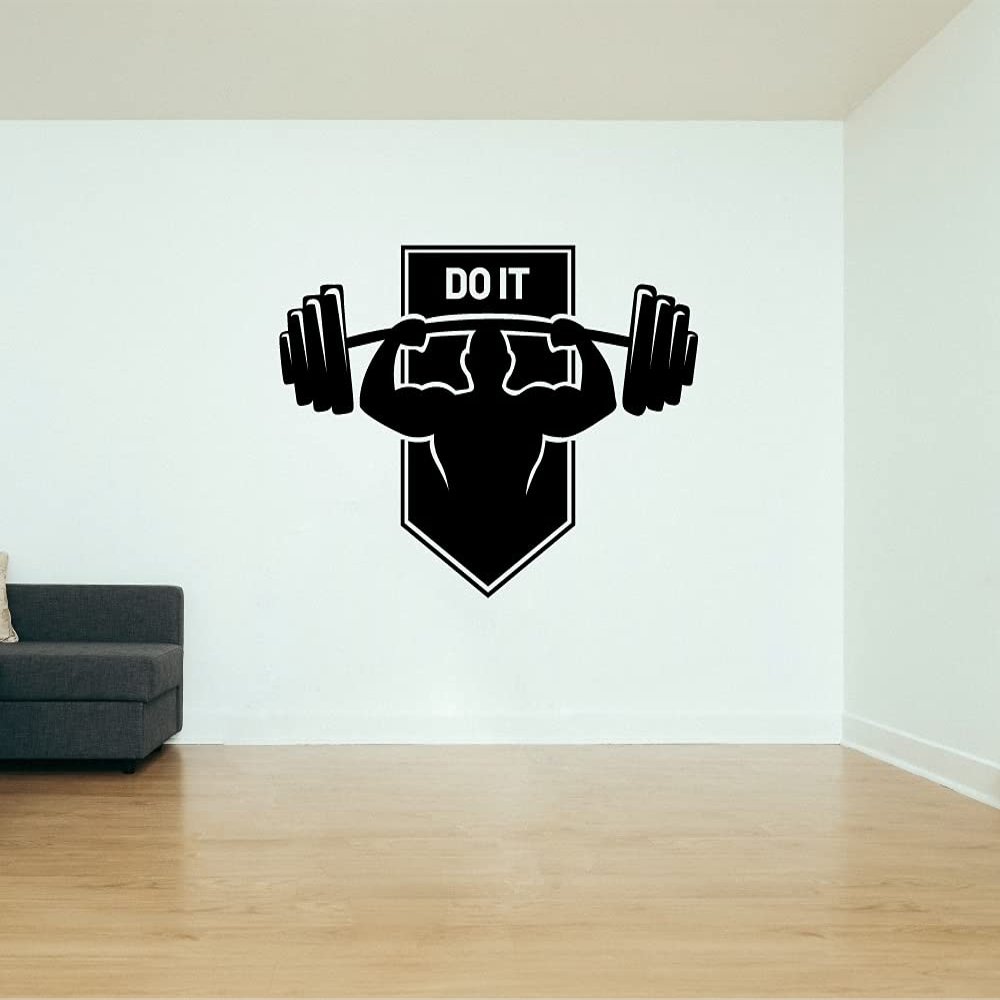 Do It - Work Out Motivation Quote Inspiration Work Out Equipment Cute Silhouette Quotes Vinyl Wall Art Wall Sticker Wall Decal Home Gym Exercise Area Wall Dcoration Design Wall Dcor Size(24x40 inch)