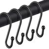 Metal Shower Curtain Hooks, Rust Proof Shower Curtain Rings, Black Shower Curtain Hooks for Bathroom, S Shaped Decorative Shower Hooks Hangers for Shower Curtain Rod,Set of 12 view 1