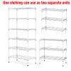 ALPHINO 6-Shelf Shelving Storage Unit,Heavy Duty Metal Organizer Wire Rack with Leveling Feet, Stainless Side Hooks for Bathroom Kitchen Garage 750Lbs Capacity (Silver) view 3