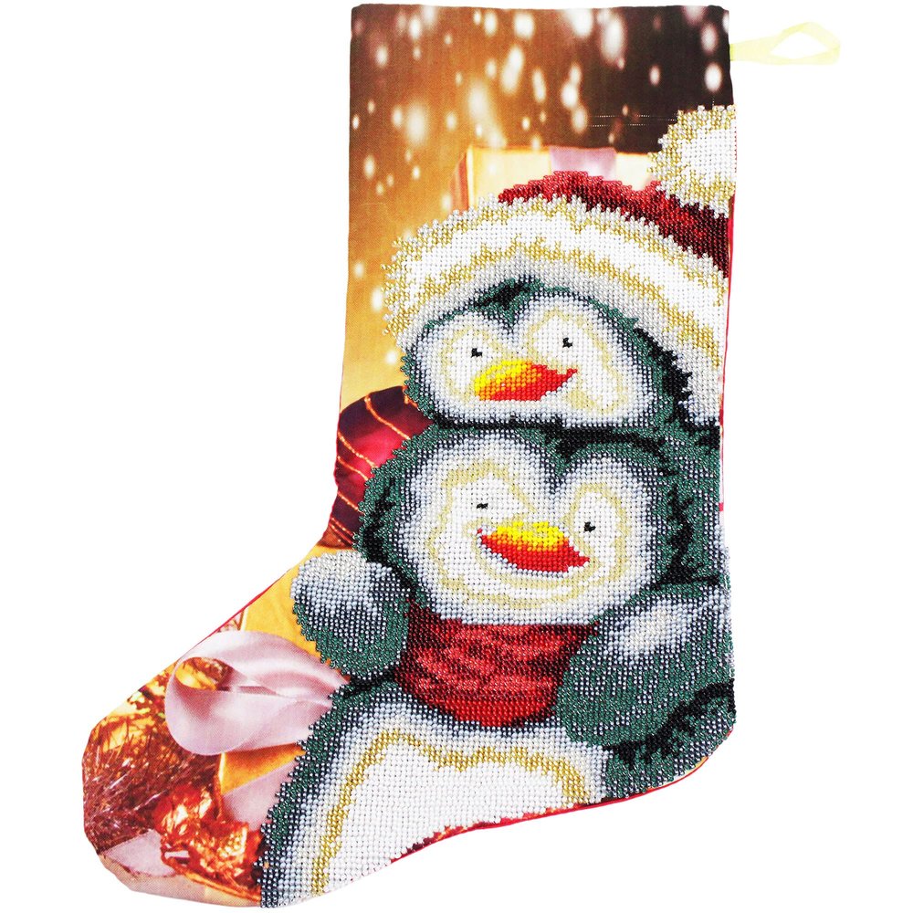 Handmade Penguin Christmas Stockings Fireplace Hanging for Home Decor Holiday Season
