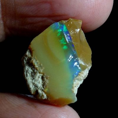 Dazzlegems 10.25 Cts AAA 100% Natural Rainbow Welo Fire Ethiopian Opal Rough Loose Gemstones