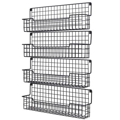 AURIKAR Spice Rack Wall Mount, Spice Organizer for Cabinet & Pantry Door, Set of 4 Hanging Spice Rack Saving Space for Kitchen, Black